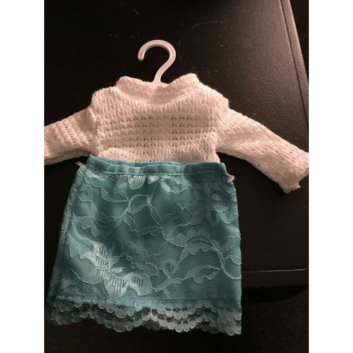 Market on Blackhawk:  Doll Outfit - Aqua Skirt/white Sweater - Default Title  |   O Baby Creations & Kathys Simply Cakes