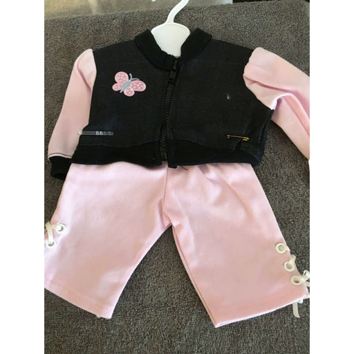 Market on Blackhawk:  Doll Outfit - Pink and Black Denim Jacket and Pink Capris - Default Title  |   O Baby Creations & Kathys Simply Cakes