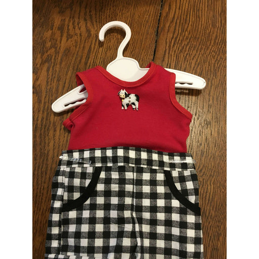 Market on Blackhawk:  Doll Outfit - Red Top with Black and White Check Shorts - Default Title  |   O Baby Creations & Kathys Simply Cakes