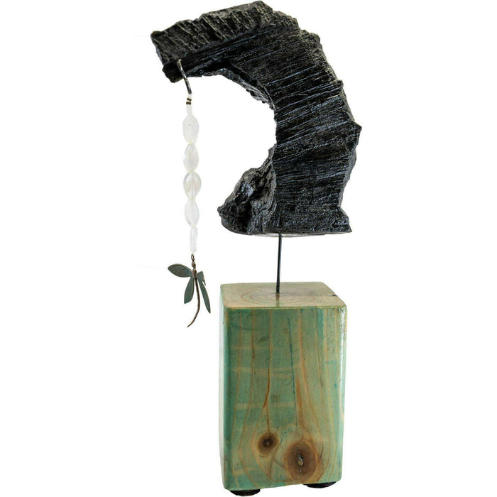 Market on Blackhawk:  Driftwood Sculpture with Dragonfly Glass on Aqua Wood Base   |   Things That Garnish