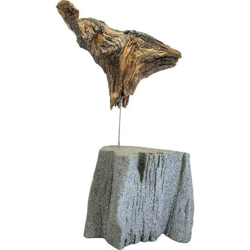 Market on Blackhawk:  Driftwood Sculpture with Grey Driftwood Base from the Mississippi River - Driftwood Sculpture Grey Bottom  |   Things That Garnish