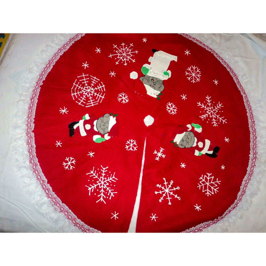 Market on Blackhawk:  Felt Christmas Tree Skirts - Handmade - Santa Mice with Snowflakes  |   Rag Rug Haven