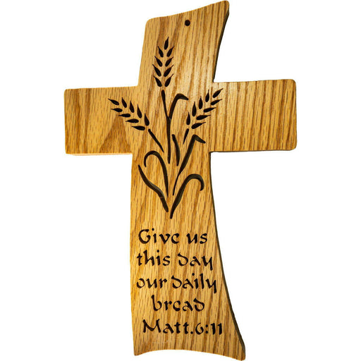 Market on Blackhawk:  Give Us this Day our Daily Bread - Matthew 6:11 - Handmade Scroll Saw Art - Large  (7.88" L x 0.63" W x 12" H, 10.4 oz.)  |   Richard Welch Woodworking