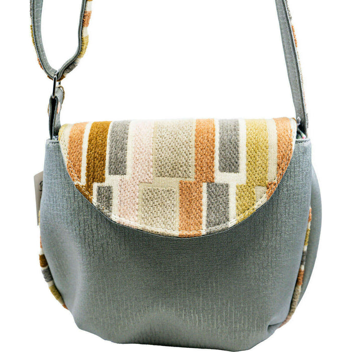 Market on Blackhawk:  Gray Crossbody Bag with a Flap (#1236) - Default Title  |   Quilts by Barb