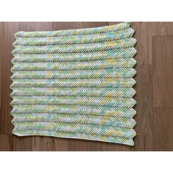 Market on Blackhawk:  Green , Yellow and White Baby Crocheted afghan #1755   |   Quilts by Barb