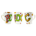 Market on Blackhawk:  Hand-Painted Prairie du Chien Coffee Mugs - White Mug: Red, Orange, Green  |   BnC