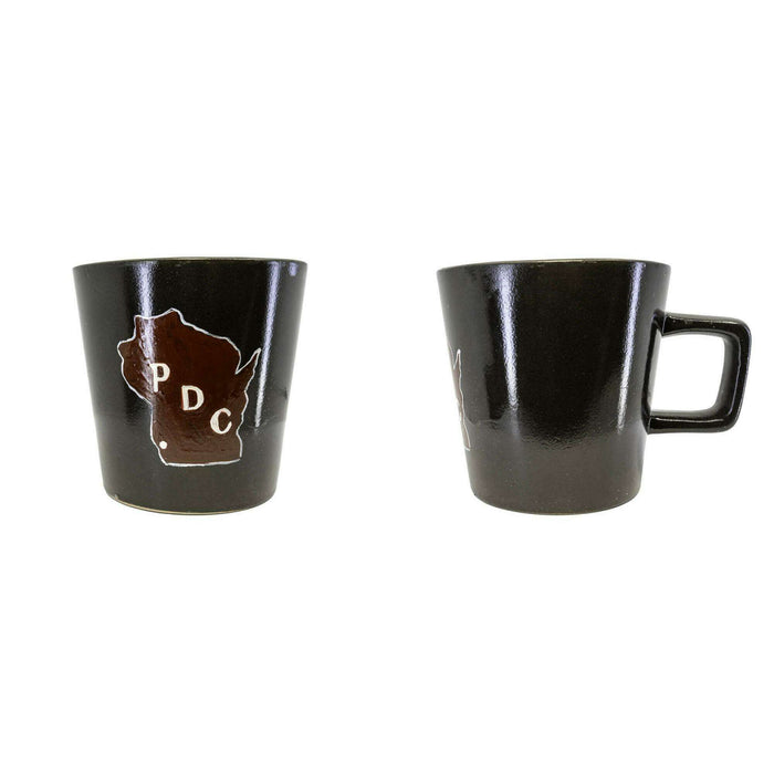 Market on Blackhawk:  Hand-Painted Prairie du Chien Coffee Mugs - Black Mug:  PdC with State  |   BnC