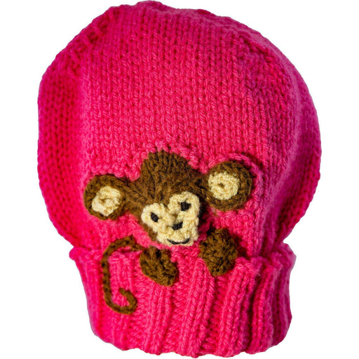Market on Blackhawk:  Handmade Hat with Animal - Bright Pink with Monkey (2-4 yrs., 2.1 oz.)  |   Pretty Cute Creations by Judi
