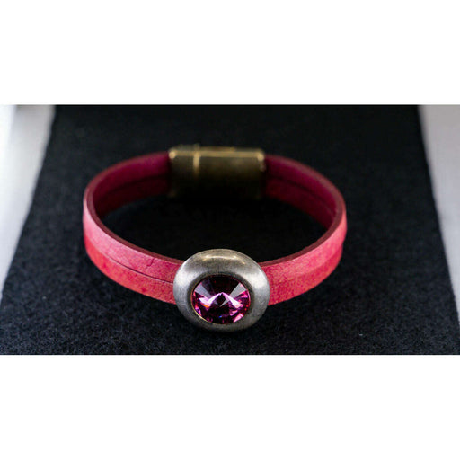 Market on Blackhawk:  Handmade Leather Bracelets - Pink Stone  (7.25" long, 0.8oz.)  |   Cowgirl Pretty