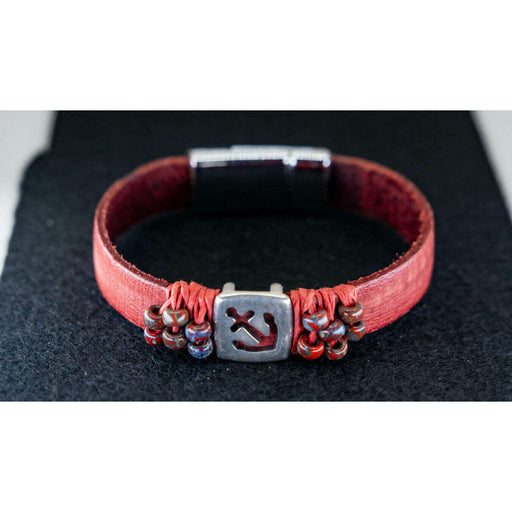Market on Blackhawk:  Handmade Leather Bracelets - Red Anchor (7.38" long, 0.6oz.)  |   Cowgirl Pretty