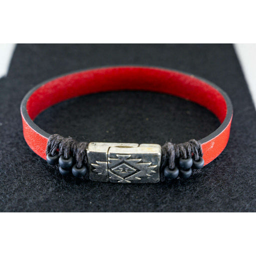 Market on Blackhawk:  Handmade Leather Bracelets - Western Chrome Hardware on a Red band  (7.75" , 0.5 oz.)  |   Cowgirl Pretty