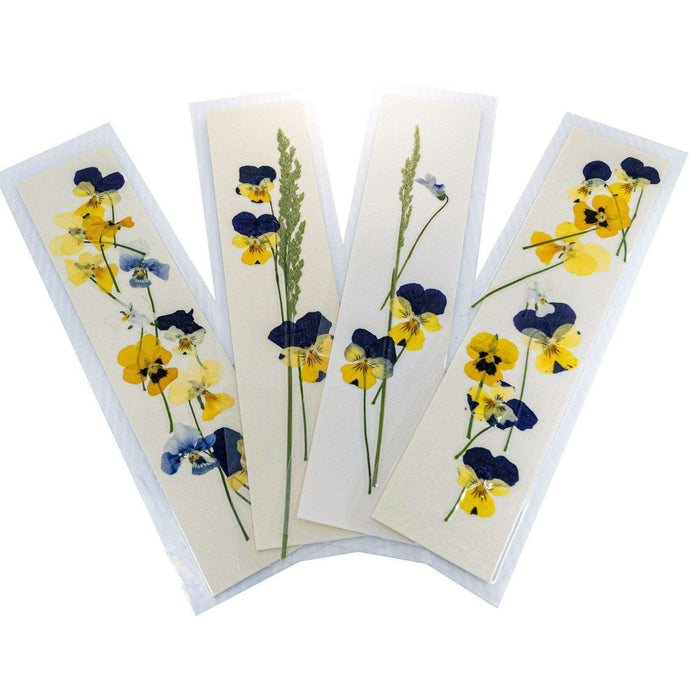 Market on Blackhawk:  Handmade Pressed Flower Bookmark - Pansy / Viola:  Yellow & Purple dominant  (1 bookmark)  |   LA MAISON RAVOUX