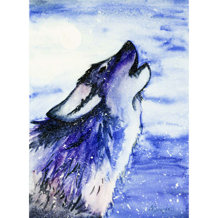 Market on Blackhawk:  Howling Wolf WaterColor Card (4" x 5") - 4" x 5" Card with Envelope  |   Natalie Campbell