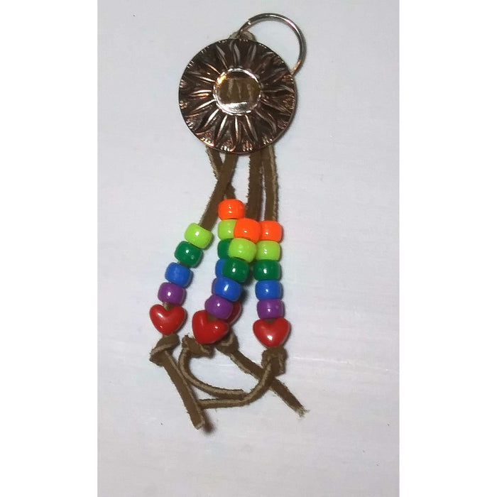 Market on Blackhawk:  Key Chain with Conch, Leather Lacing and Beads - Handmade Key Chain - Leather Lacing with Rainbow Beads  |   Rag Rug Haven