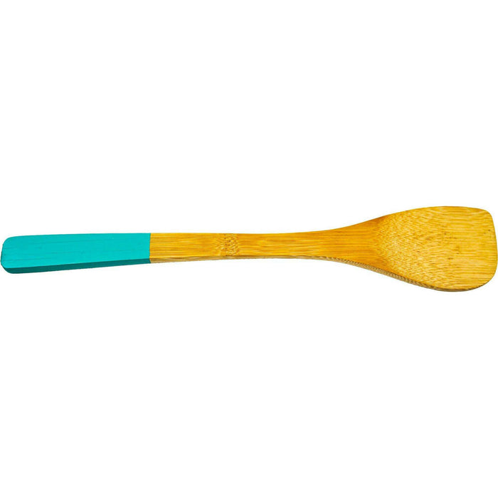 Market on Blackhawk:  Kitchen Utensils (#1738) - Turquoise Handle Bamboo Corner Spoon (2.5" x 12.75" x 0.5, 2 oz.)  |   Quilts by Barb