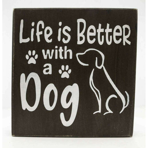 Market on Blackhawk:  Life is better with a dog - Handmade Painted Wood Sign   |   Ceils Crafts