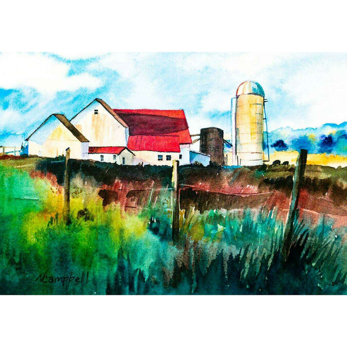 Market on Blackhawk:  Midwestern Farm - a 5" x 7" Watercolor Card with Envelope   |   Natalie Campbell