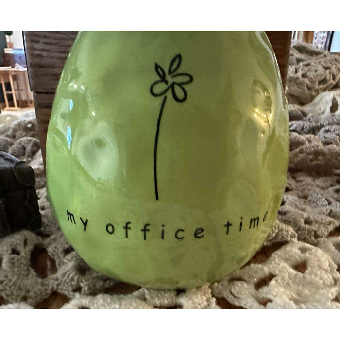 Market on Blackhawk:  My Office Time Vase with Greens #1821   |   Quilts by Barb