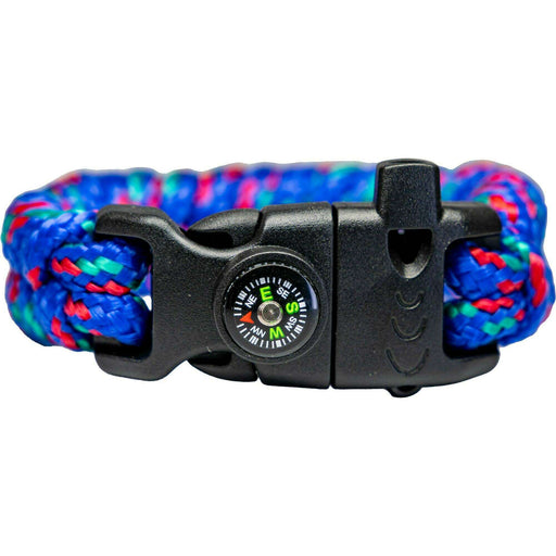 Market on Blackhawk:  Paracord Bracelets (for hiking, outdoors) - Blue with compass, whistle, & flint - Fits wrists with 7.5" circumference - width = 0.63", height = 1.25", weight = 0.9 oz.  |   Cowgirl Pretty
