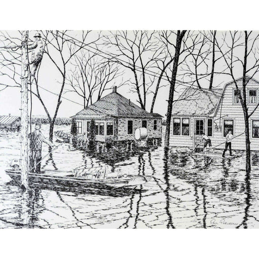 Market on Blackhawk:  Paul Porvaznik Historical Cards (etched painting) - High Water  |   Things That Garnish