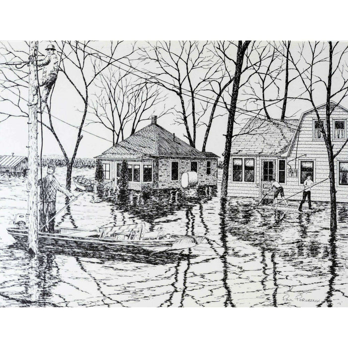 Market on Blackhawk:  Paul Porvaznik Historical Cards (etched painting) - High Water  |   Things That Garnish