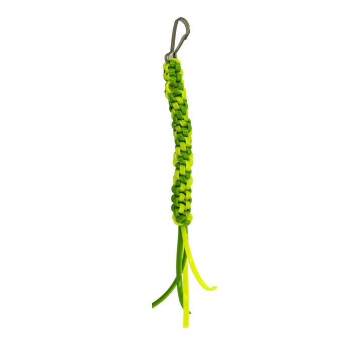Market on Blackhawk:  Plastic Braided Zipper Pull & Key Chains - Zipper Pull:  Green & Yellow with Lanyard Hook (approx 4.75")  |   Rag Rug Haven