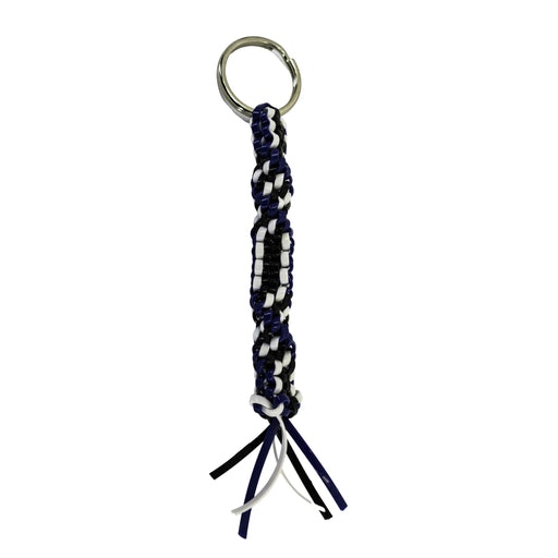 Market on Blackhawk:  Plastic Braided Zipper Pull & Key Chains - Key Chain & Zipper Pull: Purple, White, & Black, with Key Ring (approx 5")  |   Rag Rug Haven