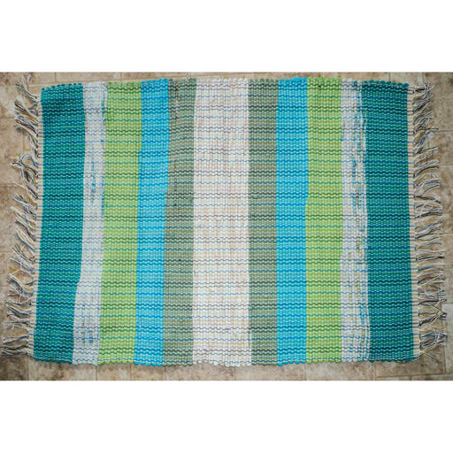 Market on Blackhawk:  Rag Rugs: Knit (loom-made by hand) - Greens & Tans (25" x 38")  |   Rag Rug Haven