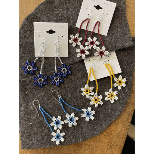 Market on Blackhawk:  Seed Bead Earrings - Flowers - Yellow Dominant  |   LA MAISON RAVOUX