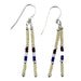 Market on Blackhawk:  Silver and Seed Bead Double Stick Earrings - Pearl, Maroon, White, and Blue  |   LA MAISON RAVOUX