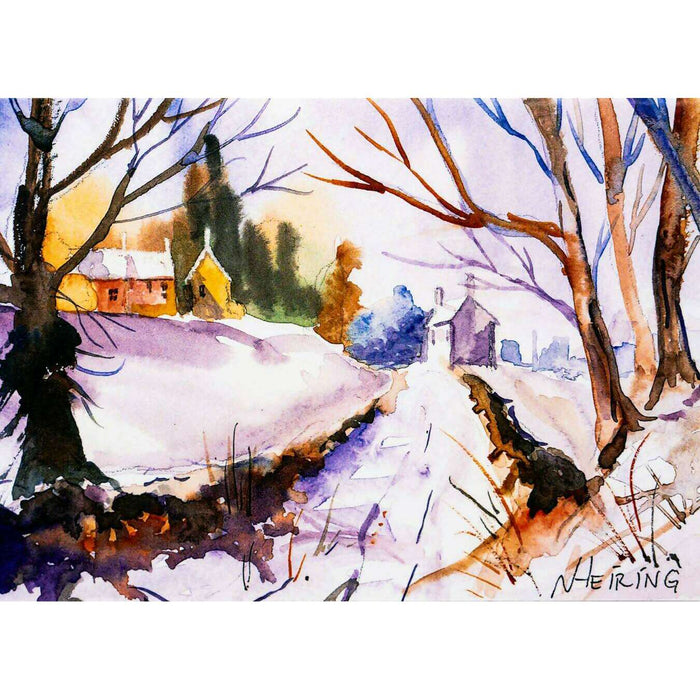 Market on Blackhawk:  Small Town in Fall - a 5" x 7" Watercolor Card with Envelope - Default Title  |   Natalie Campbell