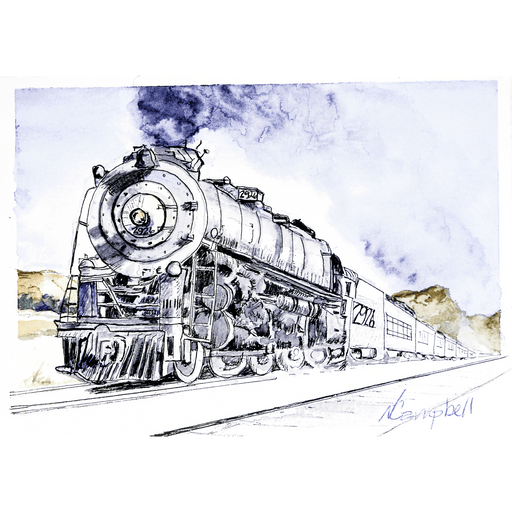 Market on Blackhawk:  Train Watercolor Card (5" x 7") - Train Card  |   Natalie Campbell
