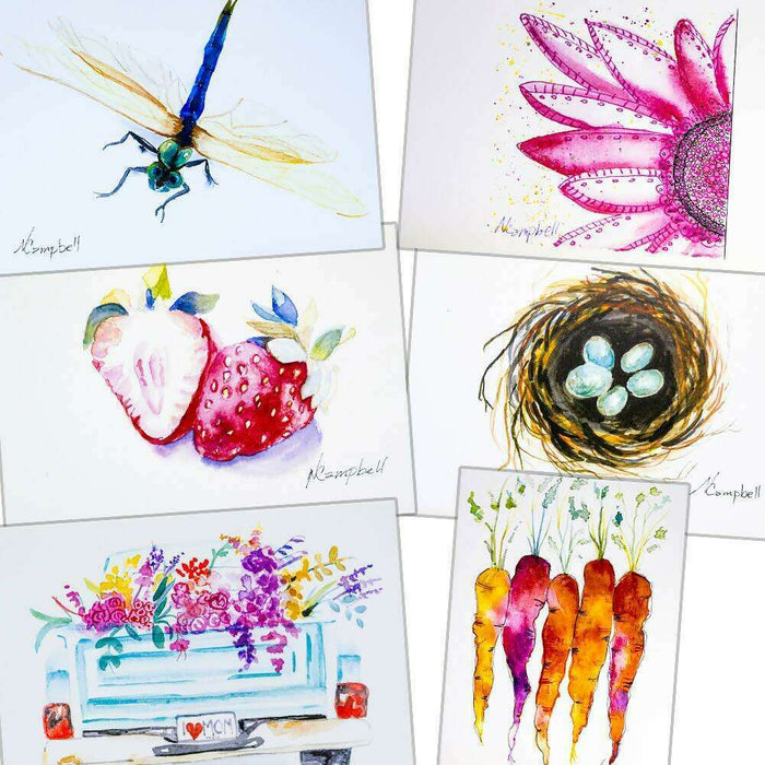 Market on Blackhawk:  Watercolor Card Pack Themes (6 Cards + 6 Envelopes) - Summer Pack 3  |   Natalie Campbell
