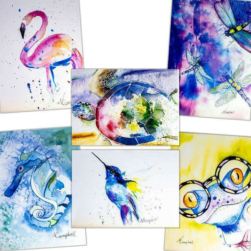 Market on Blackhawk:  Watercolor Card Pack Themes (6 Cards + 6 Envelopes) - Animal Pack 4  |   Natalie Campbell