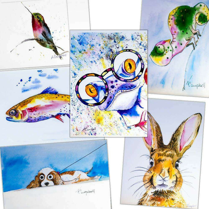 Market on Blackhawk:  Watercolor Card Pack Themes (6 Cards + 6 Envelopes) - Animal Pack 2  |   Natalie Campbell