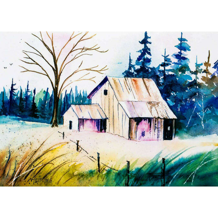 Market on Blackhawk:  Wilderness Barn - a 5" x 7" Watercolor Card with Envelope - Default Title  |   Natalie Campbell