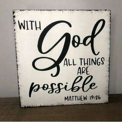Market on Blackhawk:  With God All Things Are Possible - Handmade Painted Wood Sign   |   Ceils Crafts