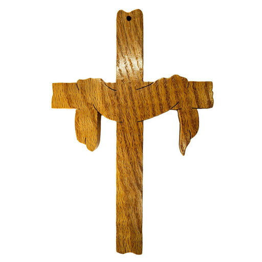 Market on Blackhawk:  Wooden Cross with Craped Cloth Outline - Handmade Scroll Saw Art - Small  |   Richard Welch Woodworking