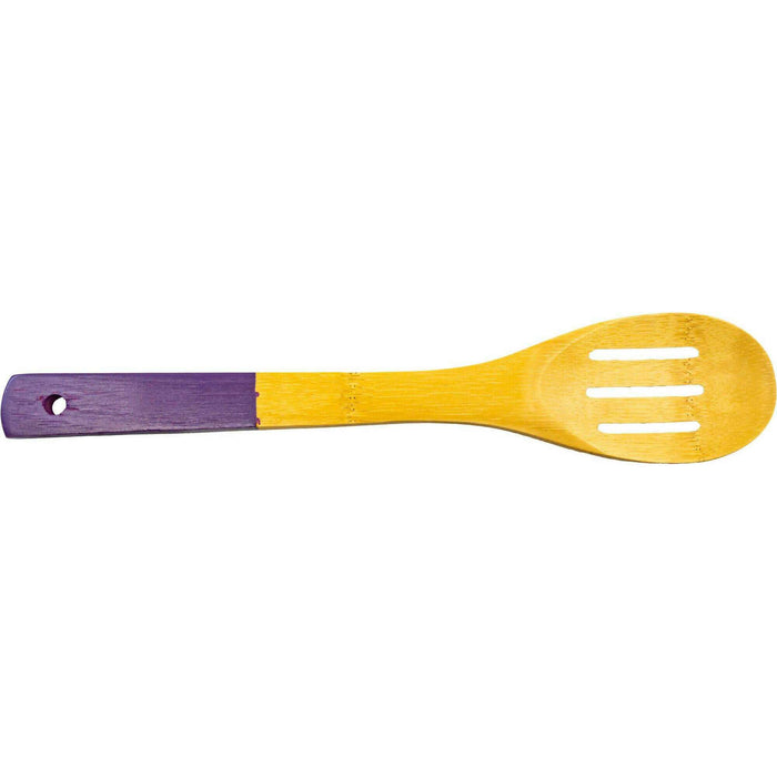 Market on Blackhawk:  Wooden Kitchen Utensils (#3063) - Purple Handle Slotted Spoon  (2.25" x 11.88" x 0.31", 1.1 oz.)  |   Quilts by Barb