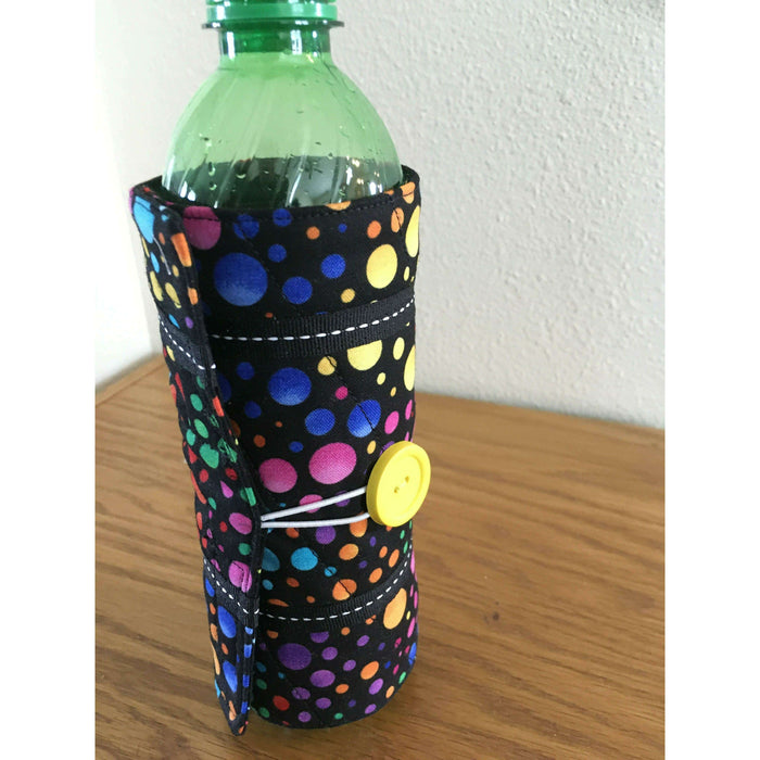 Market on Blackhawk:  Wrap-Around Bottle Cozies - Black with Multi-Colored Polka Dots (holds 16 oz. bottles)  |   O Baby Creations & Kathys Simply Cakes