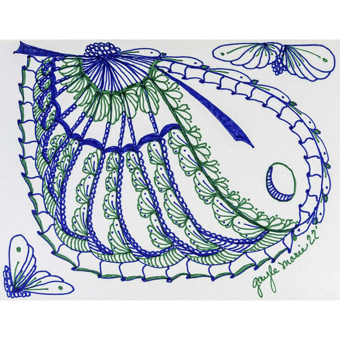 Market on Blackhawk:  Zendoodle Greeting Card with Envelope by gaylemarie (19) - Seascape in Green and Blue  |   Things That Garnish