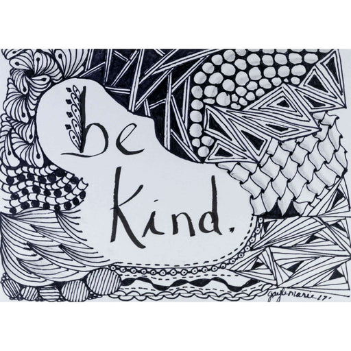 Market on Blackhawk:  Zendoodle Greeting Card with Envelope by gaylemarie (55) - Be Kind (black & white)  |   Things That Garnish