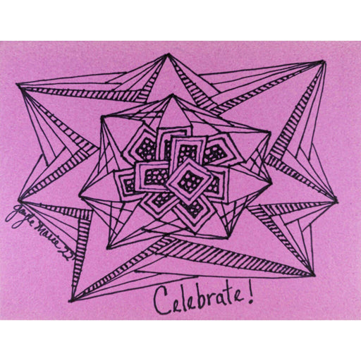 Market on Blackhawk:  Zendoodle Greeting Card with Envelope by gaylemarie (58) - Celebrate! (pink)  |   Things That Garnish