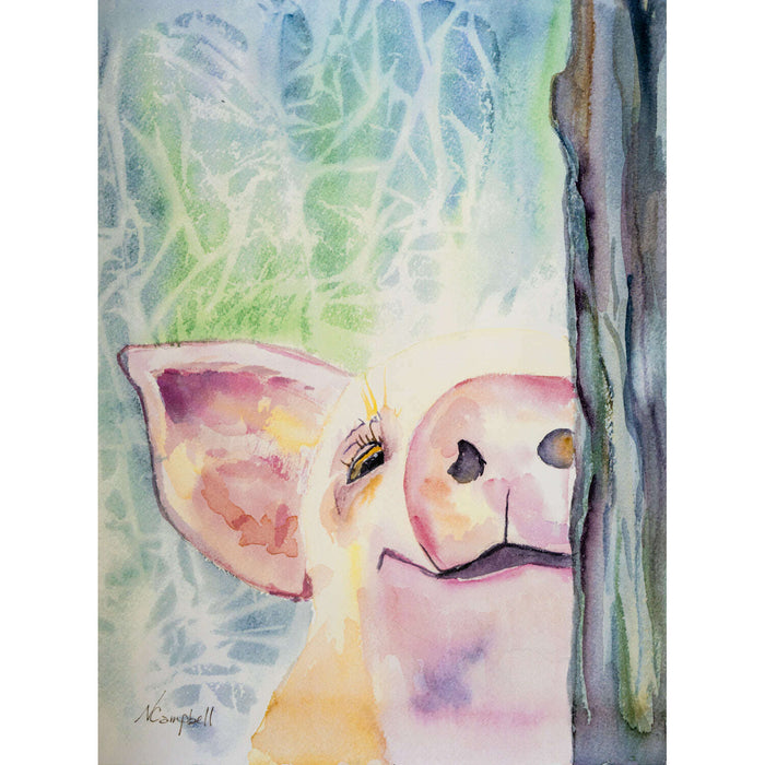 Market on Blackhawk:  Pig Watercolor Print  (8.5" x 11" and 9" x 12") - 9” x 12” Color Print  |   Natalie Campbell
