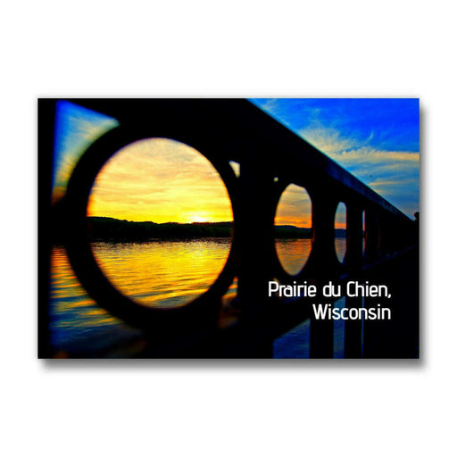 Market on Blackhawk:  Prairie du Chien Riverfront Rail Sunset - Sturdy Magnet - Sturdy 2x3 inch magnet  |   Scott Boylen