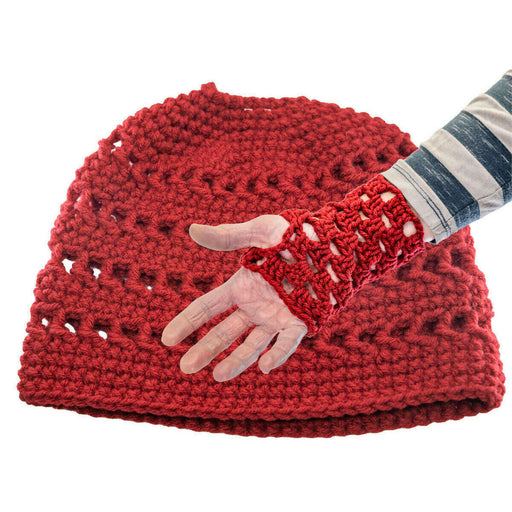 Market on Blackhawk:  Red Bun Hat with Handwarmers - Default Title  |   Sewperb Chaos