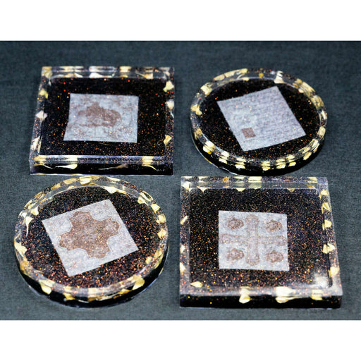 Market on Blackhawk:  Resin Coasters - Vintage  (4" x 4" x 0.38", 15 oz. for 4 coasters)  |   Mystic Creations