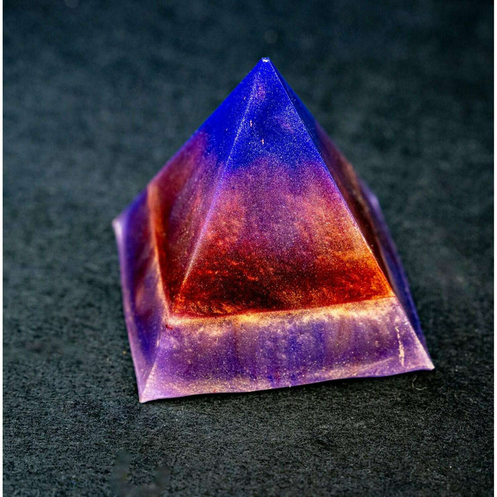 Market on Blackhawk:  Resin Tabletop Pyramid Decor - Purple & Copper  (2.88" x 2.88" x 3", 5.3 oz.)  |   Mystic Creations