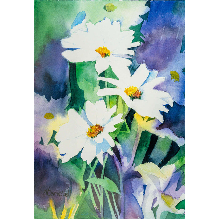Market on Blackhawk:  White Flowers Watercolor Print in a 10" x 14" White Frame   |   Natalie Campbell